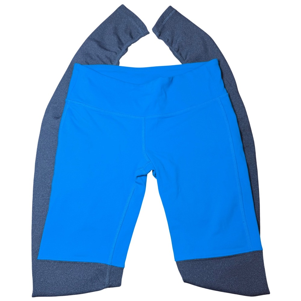 Alo Yoga Goddess Leggings Electric Blue Gray Ribbed Leg Warmer Yoga Pant Small - Picture 3 of 5